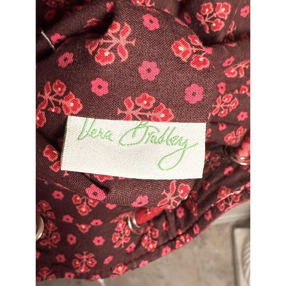 Vera Bradley Backpack Womens Red Pink Paisley Quilted Cotton Drawstring Bag - Picture 5 of 7